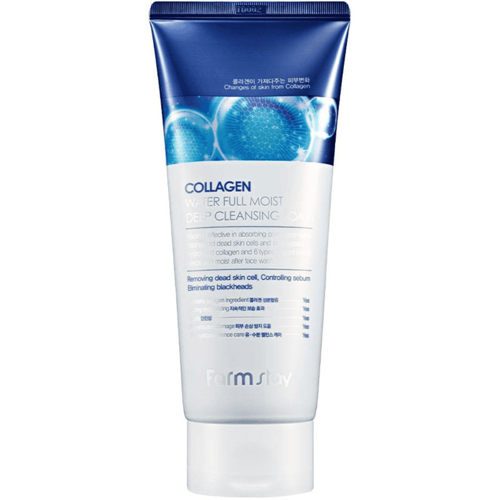 Collagen-Water-Full-Moist-Deep- Cleansing Foam 180ml-1 Farmstay Collagen Water Full Moist Deep Cleansing Foam 180ml - Image 1