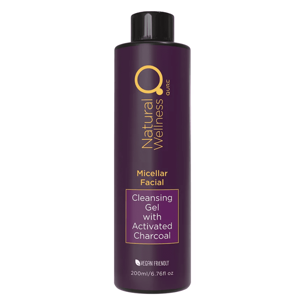 Micellar-Facial-Cleansing-Gel-with-Activated-Charcoal-1. Qure Micellar Facial Cleansing Gel With Activated Charcoal – Natural Wellness 200ml - Image 1